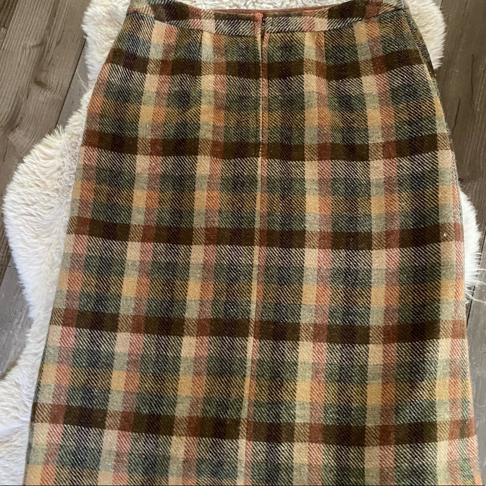Plaid Wool Blend Skirt
